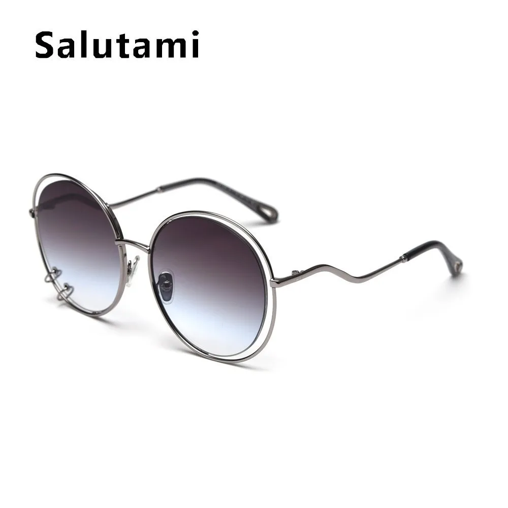 Брендовые солнцезащитные очки с двойной круглой оправой для женщин, новые роскошные брендовые Круглые Солнцезащитные очки больших размеров, женские сексуальные градиентные очки