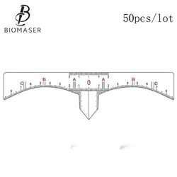 Biomaser 50 шт. точные Перманентный макияж бровей инструменты для моделирования одноразовая бровь измерительная линейка стикер