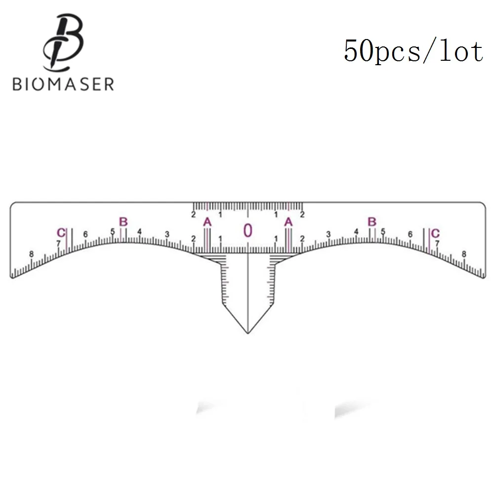 

Biomaser 50Pcs Accurate Permanent Makeup Eyebrow Shaping Tools Disposable Eyebrow Measurement Ruler Sticker