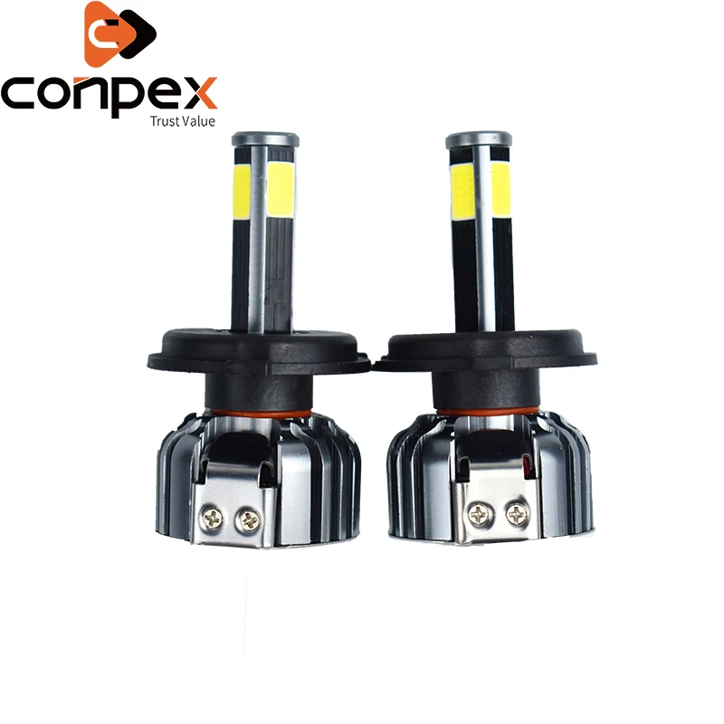 

2pcs Car Headlight Bulbs LED 12V H4 H7 HB2 HI LED canbus Car Lights two ways vortex air cooling system four sided LED lamp beads