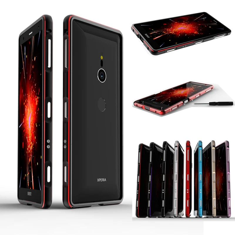 

Aluminum Metal Bumper Frame For Sony Xperia XZ2 Compact H8324 Luxury Shockproof Shield Dual Color Case for Sony Xperia XZ2 H8296