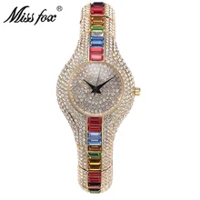Miss Fox Luxury Brand Fashion Watch Women Rhinestone Watches Diamond Dress Quartz Wristwatch Bracelet Clock Relogio Feminino