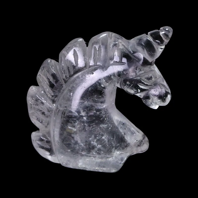 Natural Stone Quartz White Crystal Unicorn Statue Decoration Carving Horse Head Crafts Handmade As Gift Home Ornament Art | Дом и сад