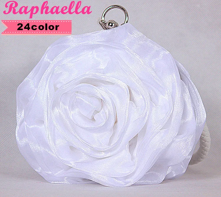 

24 Color Bag! Cute Candy Color Multilayer Rose Mini Wrist Bag Small Soft Satin Rose Flower Bridal Wristlets Flowers Pouch rose