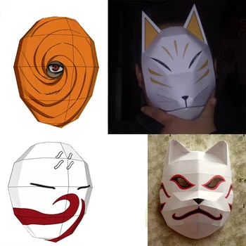 

3D Paper Model Anime NARUTO Scale 1:1 Masks DIY Handmade Toys For Cosplay Game 4 PCS/Set