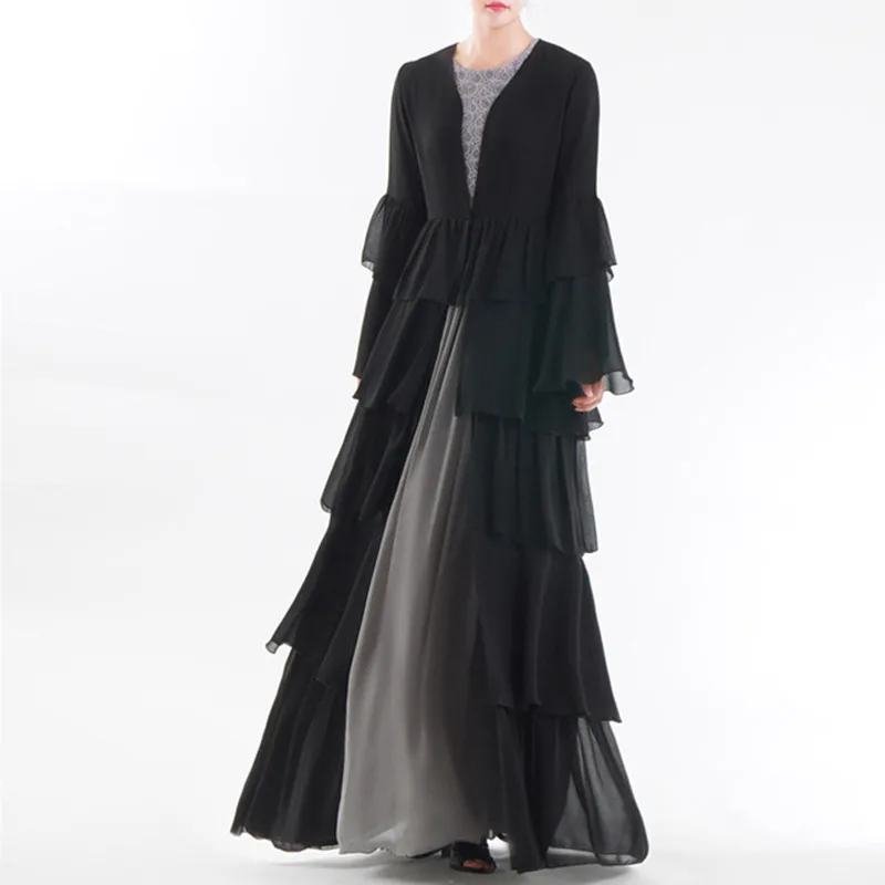 Женское шифоновое кимоно с рюшами Abaya плиссированное платье Кафтан в дубаи