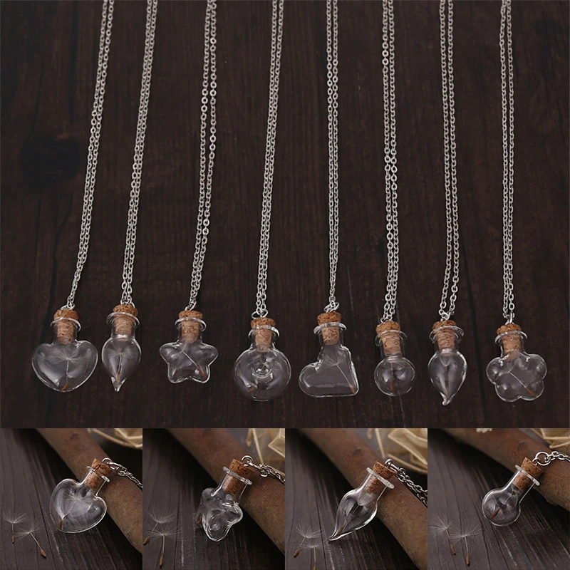 

Miss Zoe Best Gift Wishing Bottle Pendant Necklace Real Dandelion Seeds collar collier colar Simple Jewelry Heart Star Flower