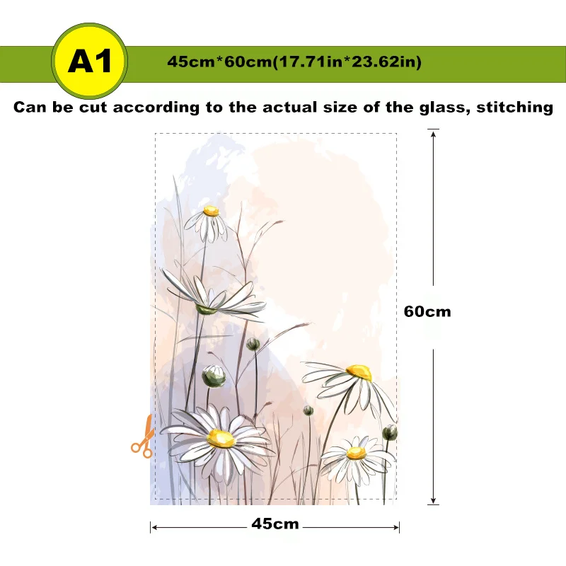 Наклейки на окна стекло наклейки матовое стекло пленка раздвижная дверь китайский полупрозрачный непрозрачный ванная комната стекло украшение-17 - Цвет: chrysanthemum A1