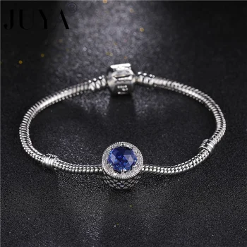 

Top Quality 6 Colors Round Radiant Crystal Charm Bracelets Women Authentic Jewelry Gift friendship bracelets 17-22cm Snake Chain