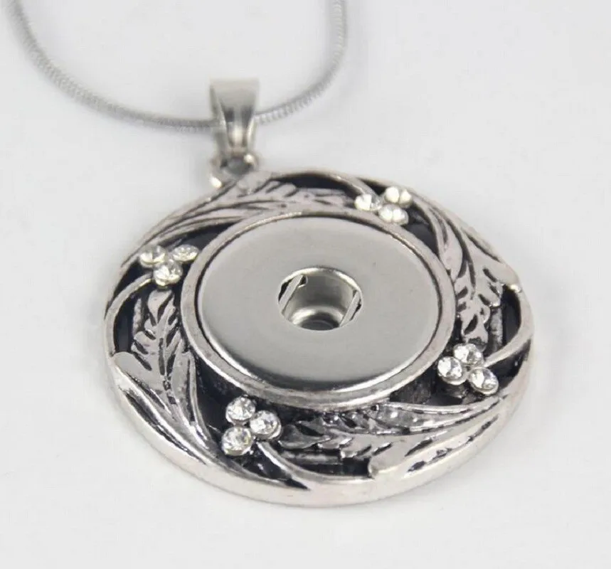 10Pcs Fashion snap Pendant Jewelry Crystals Round Snap Button Necklace