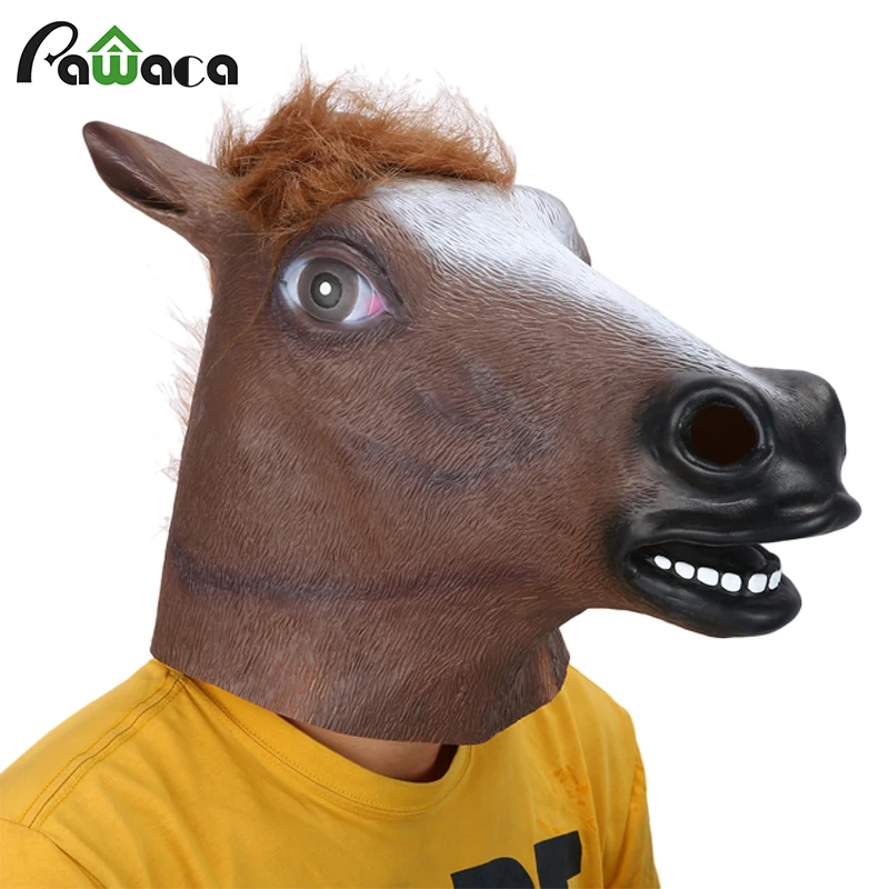 1X PVC Creepy Animal Horse Head Mask Masquerade Halloween Trick Props