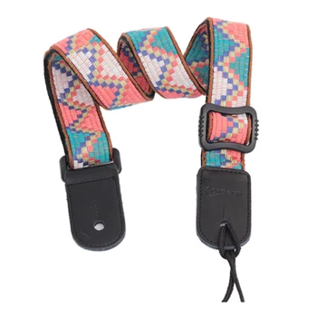 

Longteam New Leather Head Cotton Guitar Strap The long team with the strings Style Electric Bass Guitar Straps (C:3#)