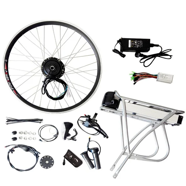 Cheap JS 36V 10Ah Carrier Battery 250W 350W 500W Motor Electric Bike Conversion Kit Controller Throttle Motor Wheel Bicycle Refit Kit