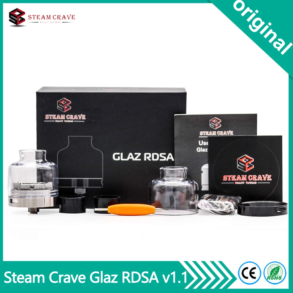 

Newest Original Steam Crave Glaz RDSA V1.1 Atomizer 30mm Diagonal Top-Side Airflow Rebuildable Dripping Tank For Squonk Box Mod
