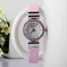 New Stylish Women Luxury Fashion Crystals Dress Watches Small Size Korean Girls Patent Leather Wrist watch