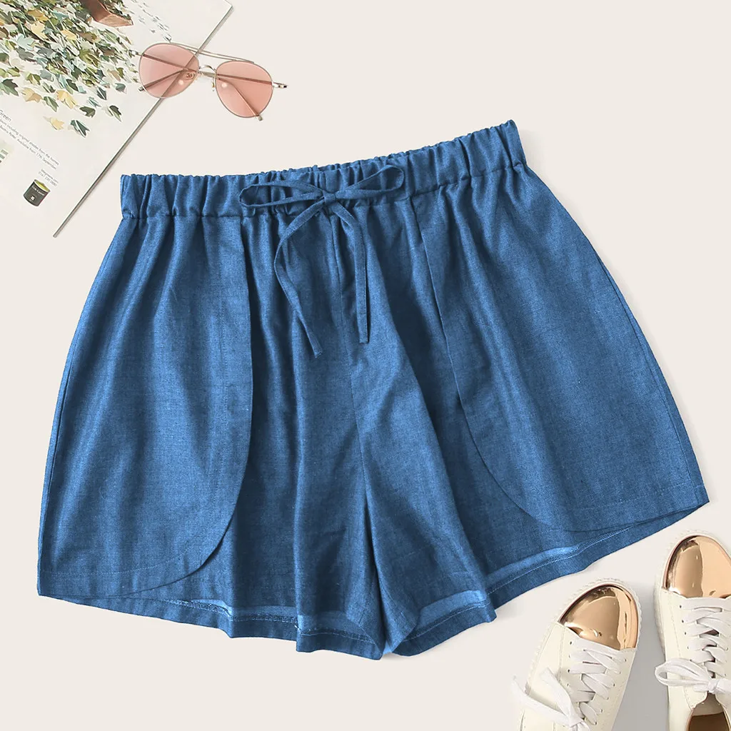 

womens shorts summer shorts women plus size Fashion Women's Denim Tie loose Beach Casual Sport shorts