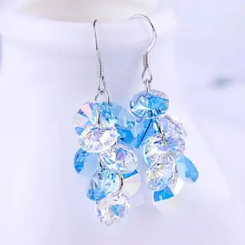 

BAFFIN Crystals From Swarovski Boho Tassel Colorful Beads Drop Earrings For Women 2018 Silver Color Pendientes Party Accessories