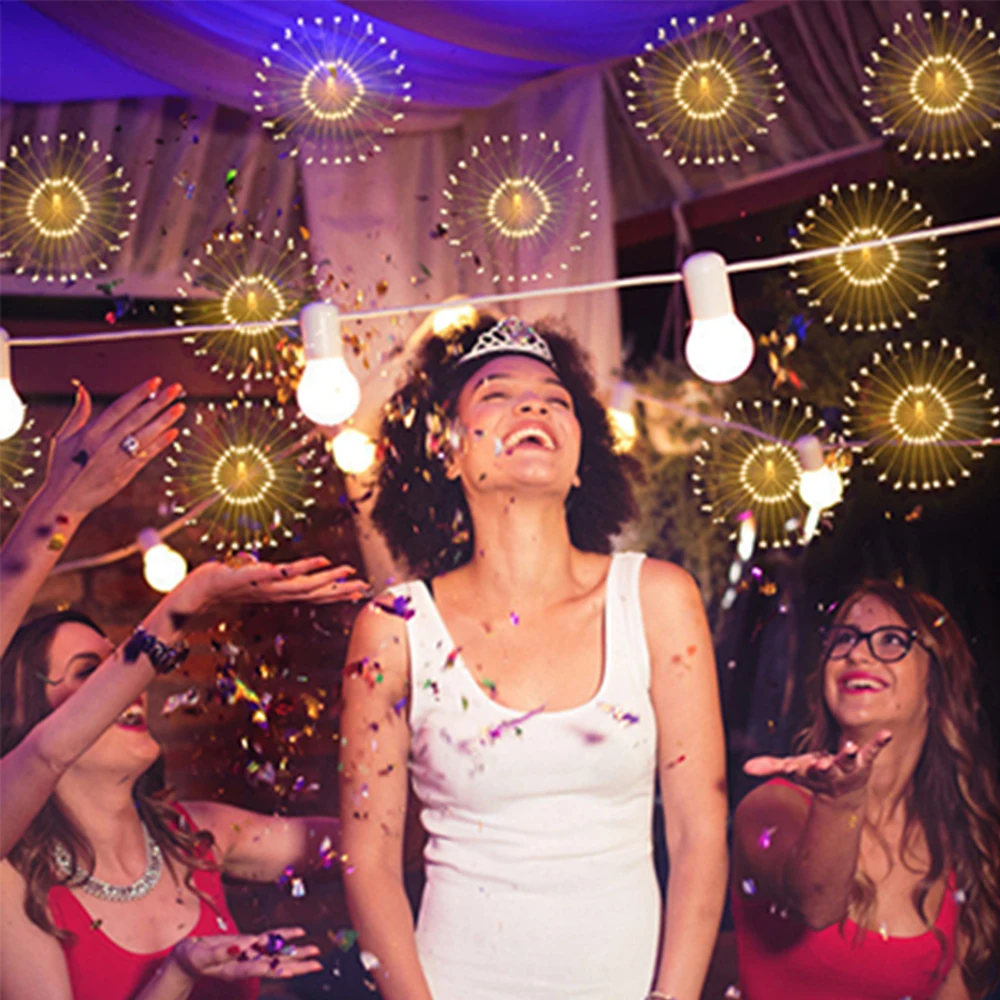 

For Garland Patio Wedding Party Christmas Light DIY Fireworks Light Foldable Bouquet Shape LED String Decorative Fairy Lights
