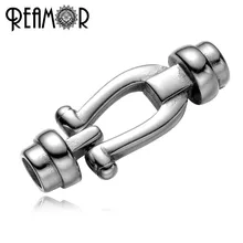 

REAMOR 5mm Hole 316L Stainless steel Horseshoe Leather Bracelet Connectors Charms Fit Men & Women Handmade Jewelry DIY Wholesale