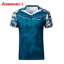 Genuine Kawasaki Men T-shirt V Neck Short Sleeves Badminton Jersey Tennis T Shirt For Male Outdoor Sports Tennis ST-S1110 snap fastener embellished color spliced v neck short sleeves t shirt for men