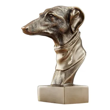 

Creative Dog's Head Statue Cold Cast Copper Dog Animal Figurine Art Resin Crafts Home Decoration Accessories R1410