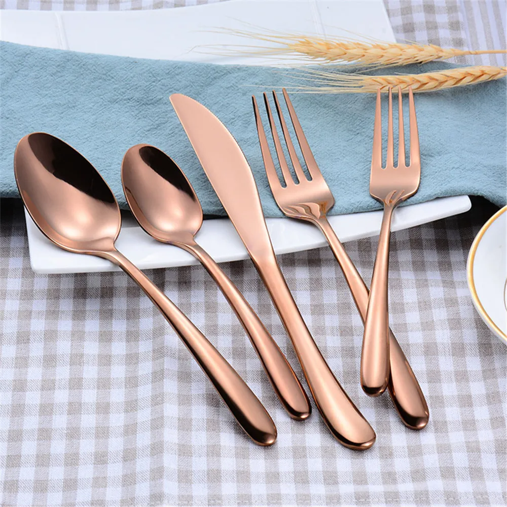 

304 Stainless Steel Dinnerware Set Cutlery Set Black Knife Fork Set Tableware Gold Silver Cutleries Western Food Set 5 Pieces