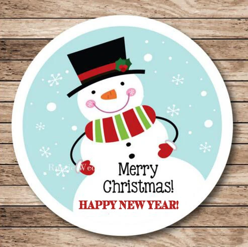 Snowman Gift Stickers, Jars Round Sticker 3.5cm & 5cm, Snowman Labels, Digital Christmas Labels ...