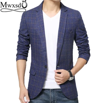

2019 spring autumn men casual plaid stripe blazer suit Jacket Men's slim fit blazer male wedding dress blazer Asian size M-3XL