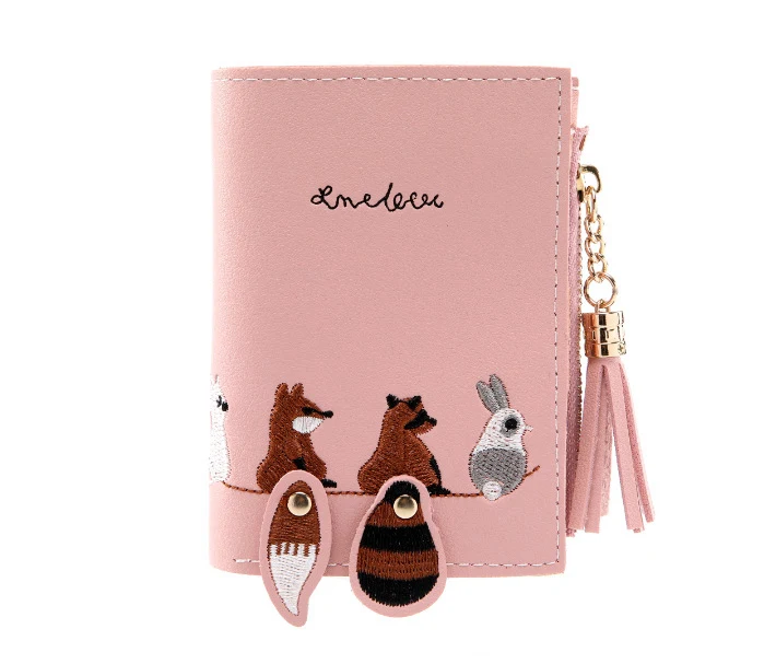 pink-2 Женский кошелек Прекрасные животные из мультфильмов короткая кожаная женская маленькая Пряжка кошелка для монет кошелек на молнии Держатель для карт для девочек WWS209 - Цвет: pink-2