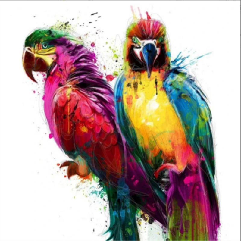 Embroidery Diamond Painting Mosaic Animals Parrot Love Complete Drill Round Cross Stitch Decoration Home | Дом и сад