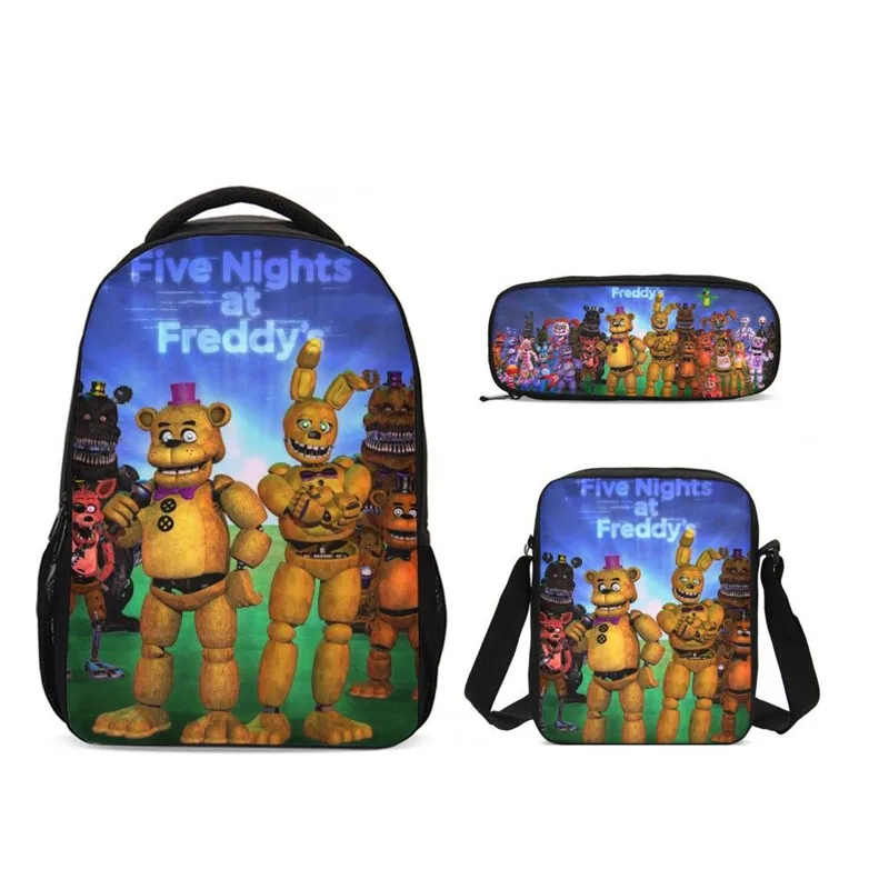 

3Pcs/Set Portfolio School Bags Boys Girls Five Nights At Freddy's 3D Printing Backpacks Bookbag Casual Daypacks Mochila Escolar