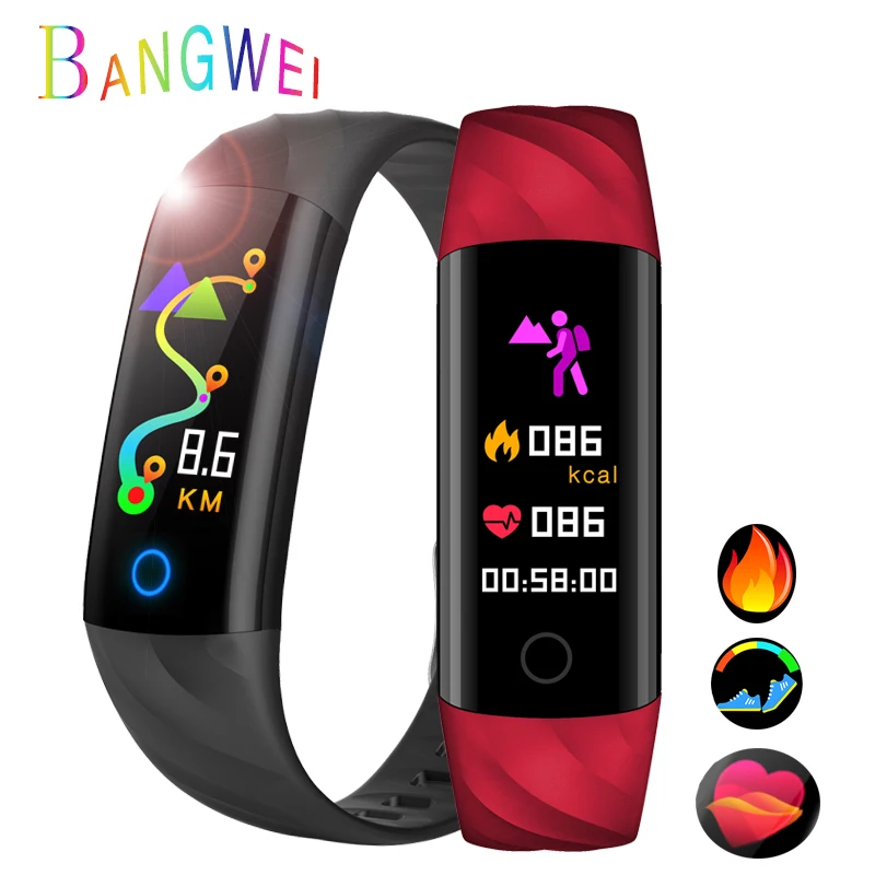 

BANGWEI New Mens Smart Watcch Heart Rate Blood Pressure Monitoring Fitness Tracker Waterproof Sport Pedometer Smart Bracelet Men
