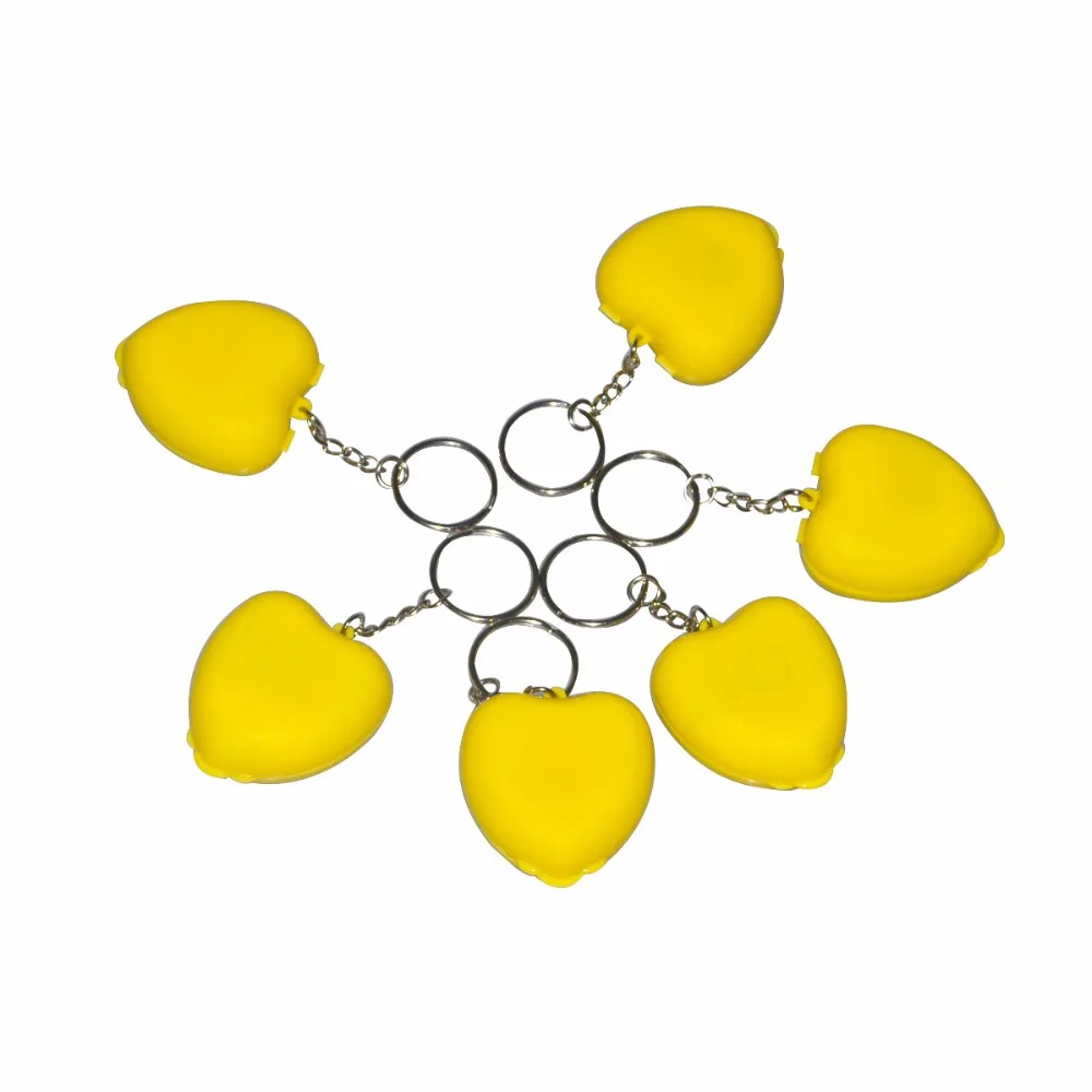 

100PCS Protect CPR Masks KeyChian Mouth To Mouth Rescue Shields in mini Heart Box Yellow