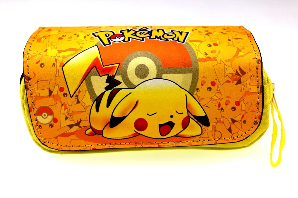

Pocket Monster Pokemon Pencil Case Pencil Bag Anime Pikachu Go Pen Bag Zipper Cosmetic Cases Makeup Bag Women Handbag