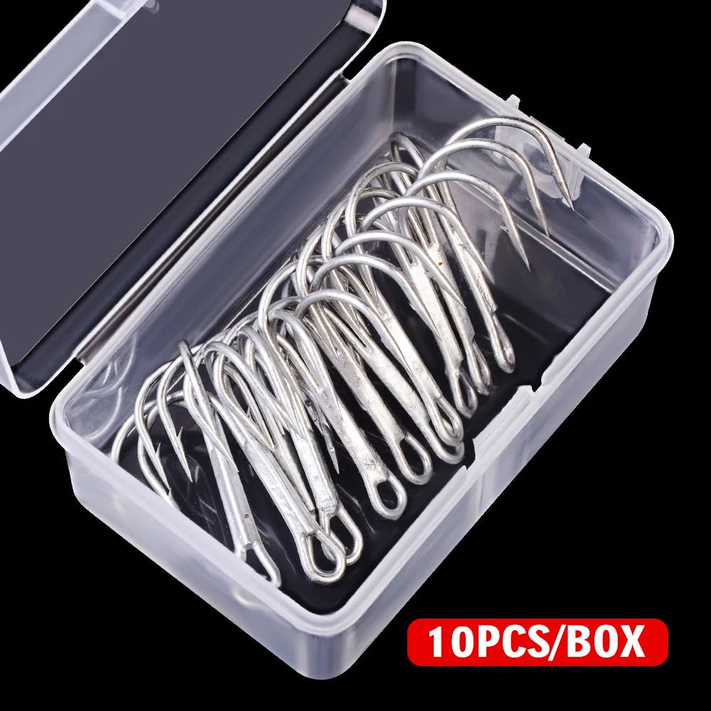 

10pc/Box White Color Treble FISHHOOK Overstriking Antirust Fishing Tackle 1/0#2/0#3/0# High Carbon Steel Treble Hook
