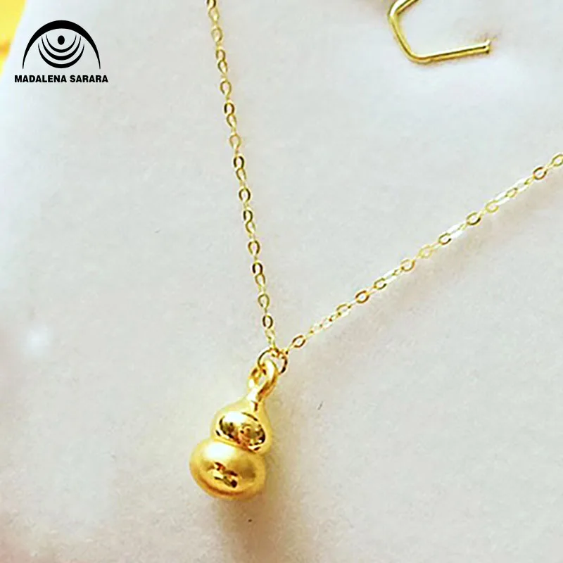 

MADALENA SARARA Golden Gourd Pendant Mini 24k Pure Gold Necklace 9999 Gold Small Clavicle Water Wave Necklace