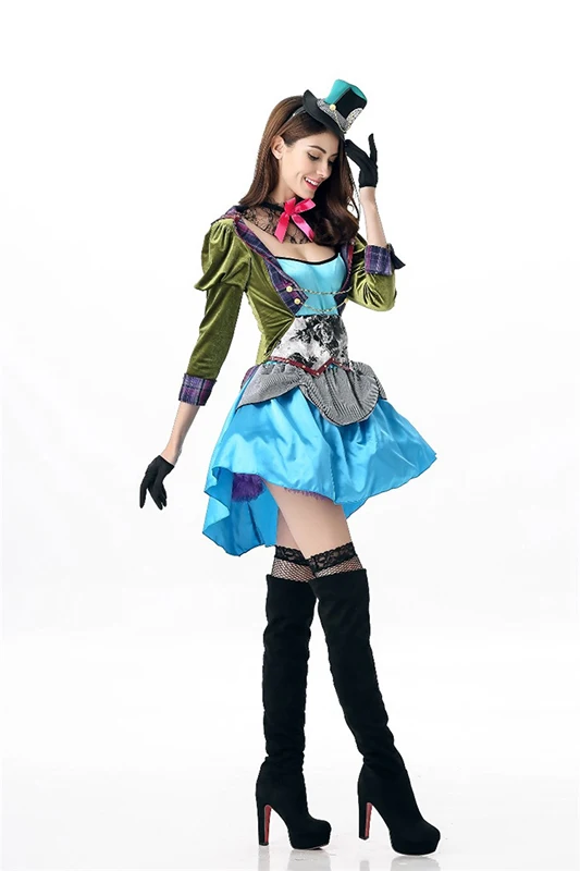 Костюм Леди Алисы в стране чудес для Хэллоуина, Mad Hatter Tarrant Hightopp, косплей, карнавальные, вечерние, шоу, женское нарядное платье униформа