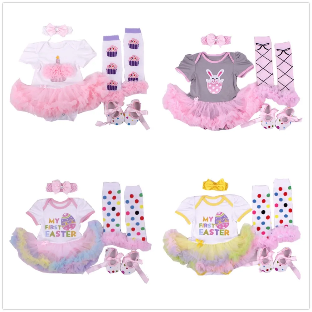 

Bunny Baby Dress Bodysuit Legging First Walker Headband Clothes Sets Girl Tutu Dresses Easter Jumpsuit Polka Dot Tight 0-24Month