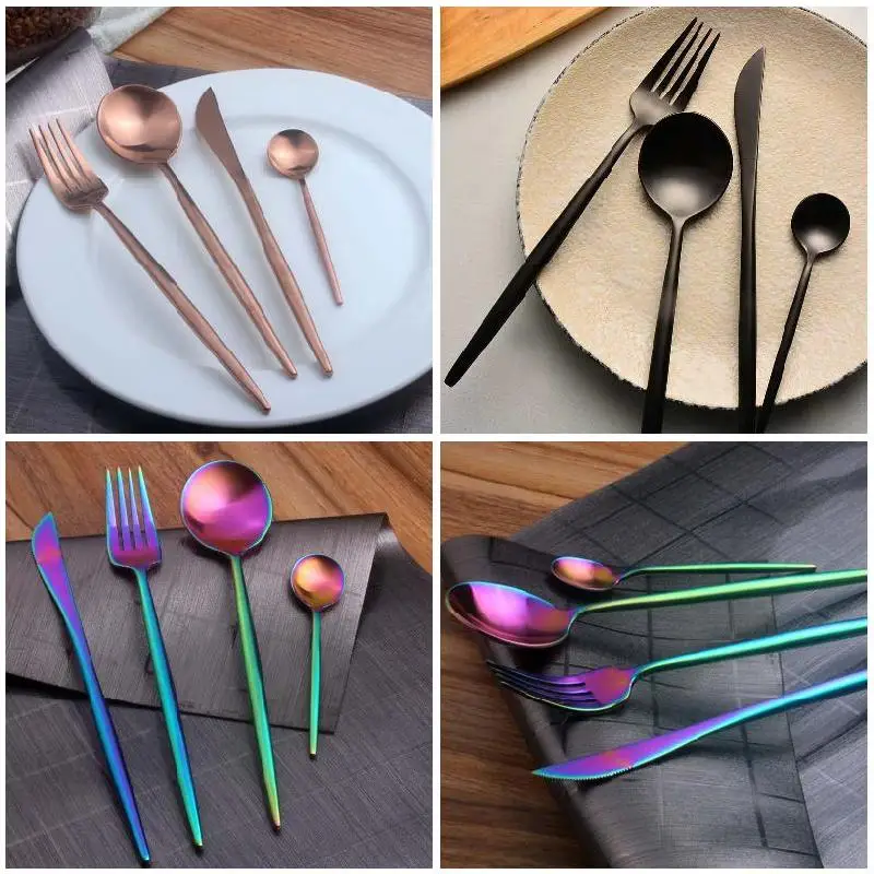 

4Pcs/Set Stainless Steel Dinnerware Set Cutlery Dinner Tableware Western Fork Kit Kitchen Supplies Cutleries Western Food Set