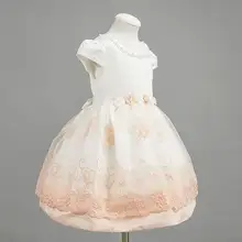 Nimble Girls Dress Pink Green Princess Wedding Wear Costume Puffy Voile Chiffon Embroidery Birthday Gown For 1-4Y Baby Girl