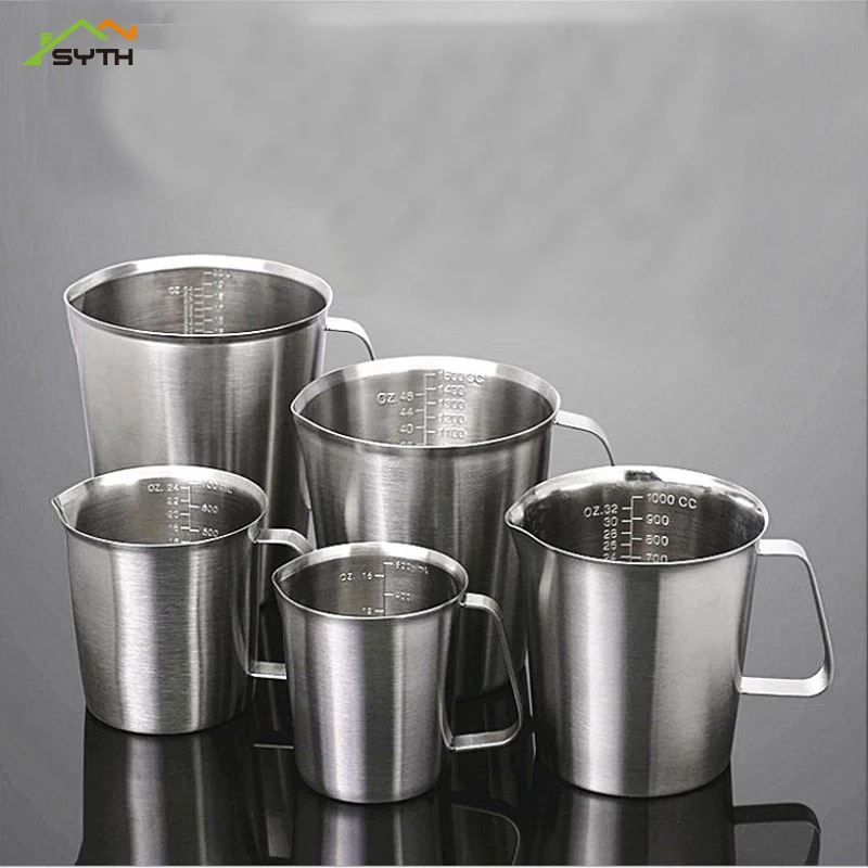 Thicker 500ml 1000ml Measuring Cup Graduated Baking Liquid Milk Coffee Stainless Steel Pitcher Measure for Cooking Tool | Дом и сад