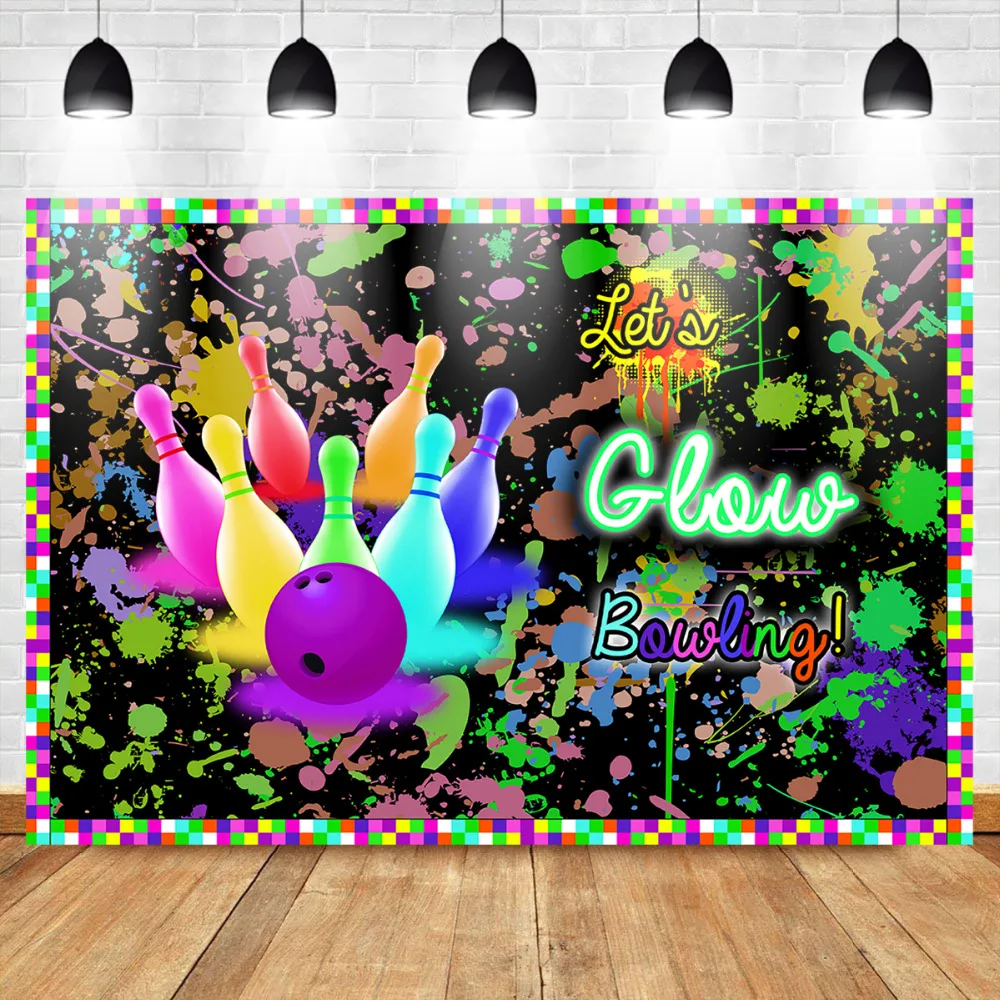 Mehofoto Bowling Theme Birthday Backdrop Vinyl Photography Background Let's Glow Party Graffiti Wall Booth Photo Studio | Электроника