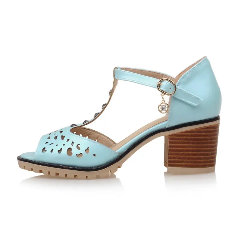 NEMAONE/женские босоножки с Т-образным ремешком; босоножки на толстом каблуке 6 см; летние модельные туфли; Женская рабочая обувь; цвет белый, розовый, синий