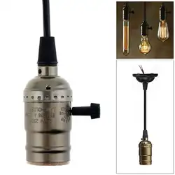 110-250 В Ретро винт алюминиевая лампа держатель лампы лампа держатель потолочный светильник штекер с проводом и переключателем для винтовых