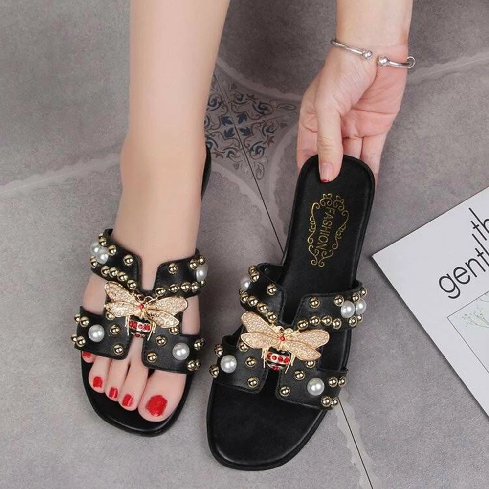

Casual Women Sandals Metal Studded Bowknot jelly shoes Sandals quick dry beach beautiful cute Slippers Shoes