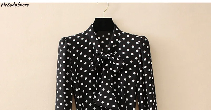 Новинка Blusas женская блузка женские топы Модные блузы в горошек шифоновые с длинным рукавом Женская офисная одежда