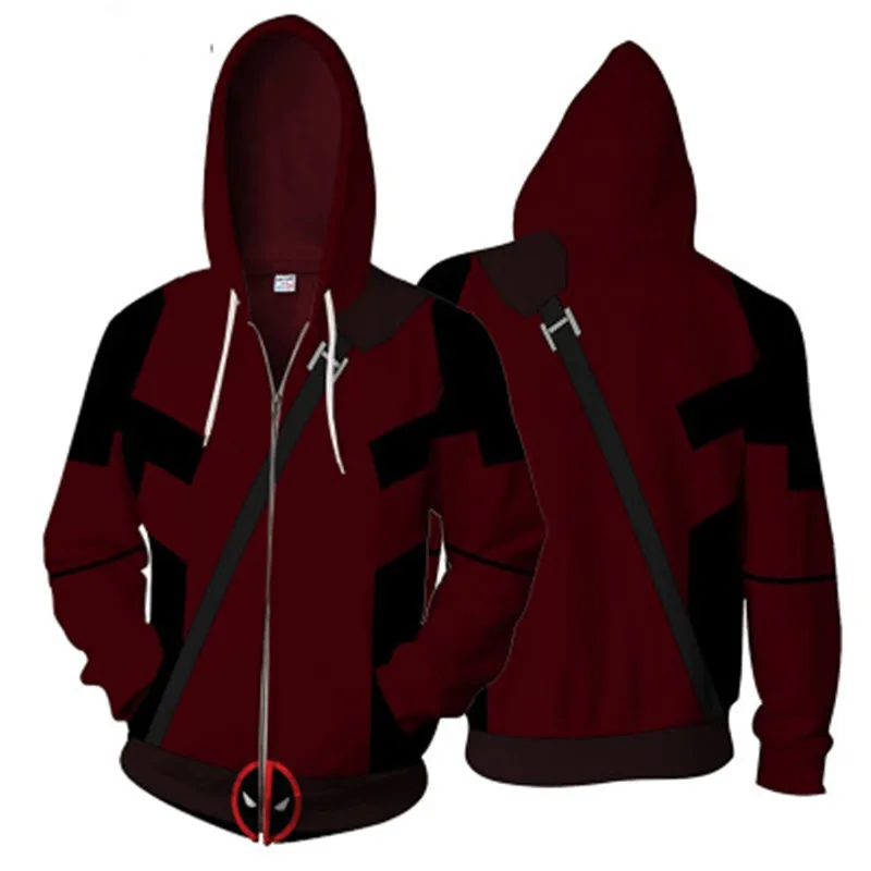

Deadpool Men Adult 3D print Zipper Hoodies Streetwear Casual Cosplay Sweatshirt