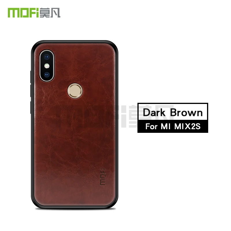 Mofi ультра тонкий чехол s для Xiaomi Mi Mix 2S чехол мягкий кожаный из ТПУ узор TPU для Xiaomi Mi Mix 2S Чехол 2S 5,99" - Цвет: Dark Brown
