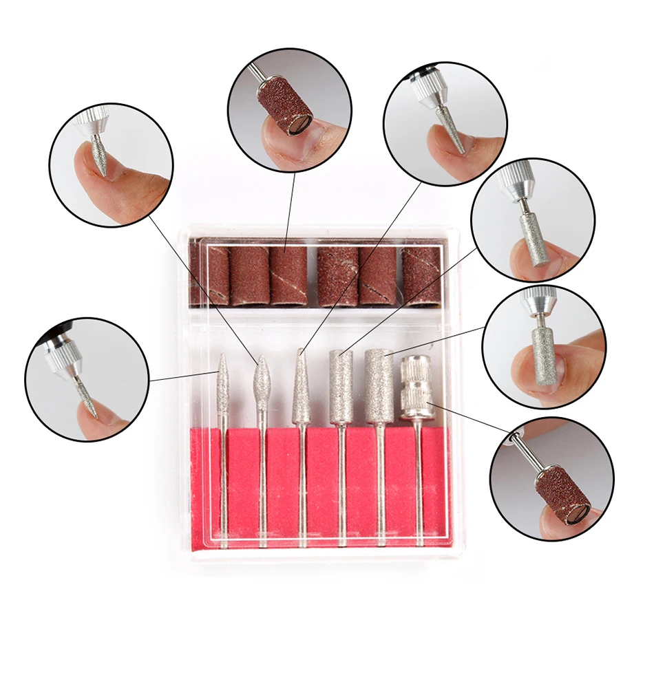 Elétrica do Unha Máquina de Manicure Cortador da Arte do Unha Broca Unha Brocas Conjunto Peças Moinho Lixa Arquivo Polonês Manicure Cortadores 10 7 Brocas elétricas p/ manicure e acessórios