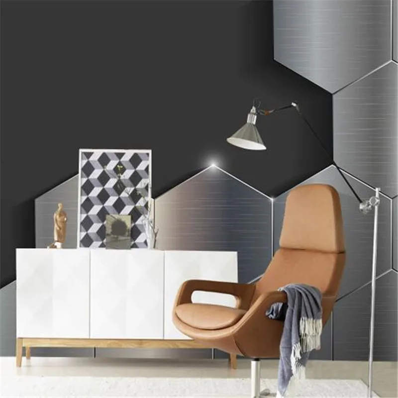 Современные пользовательские фото обои 3D серый черный текстура обои для стен 3D металлические стереоскопические настенные фрески гостиная домашний декор